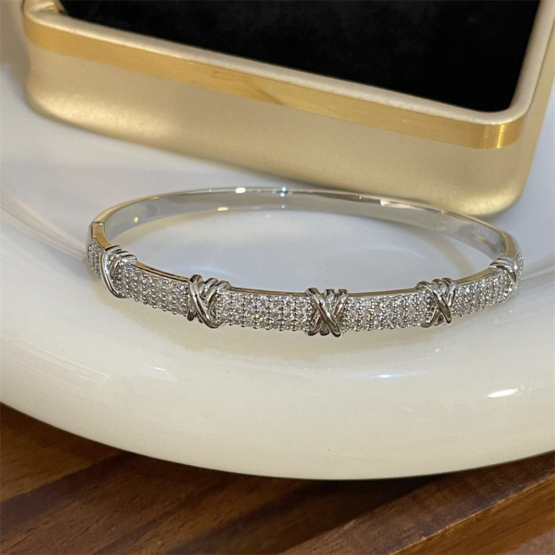 Light Luxury Full Diamond Bamboo Bracelet For Women