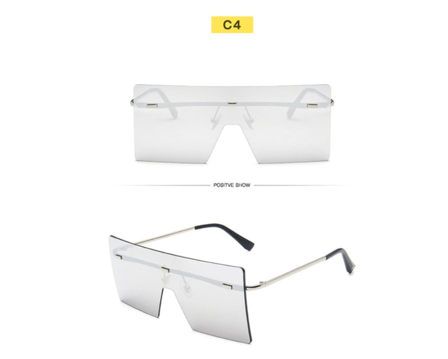 Large Frame Sunglasses Women's Square One-piece Sunglasses