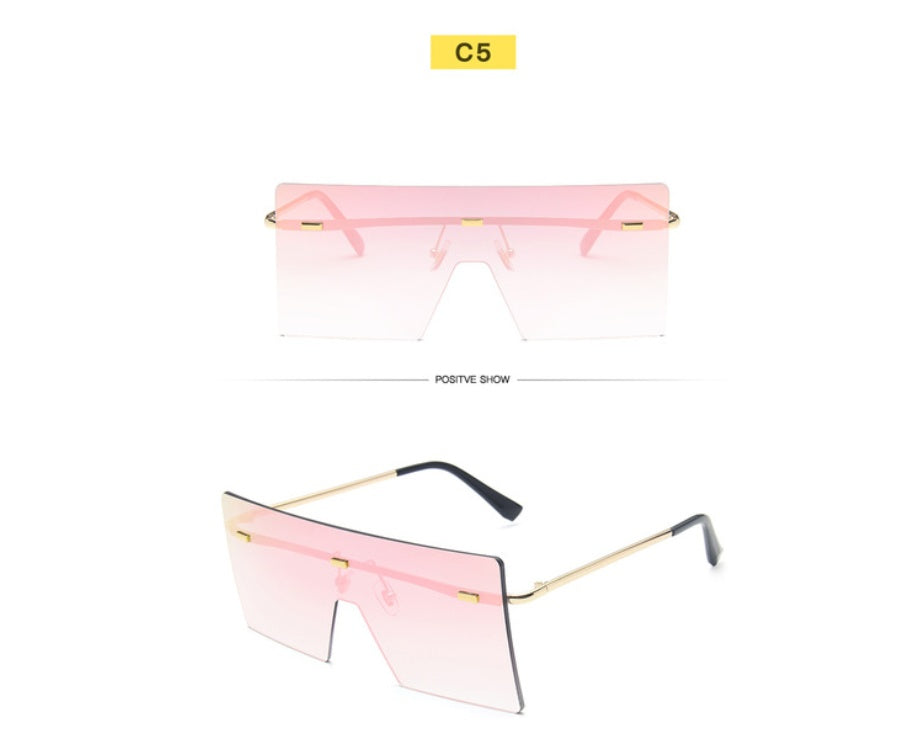 Large Frame Sunglasses Women's Square One-piece Sunglasses