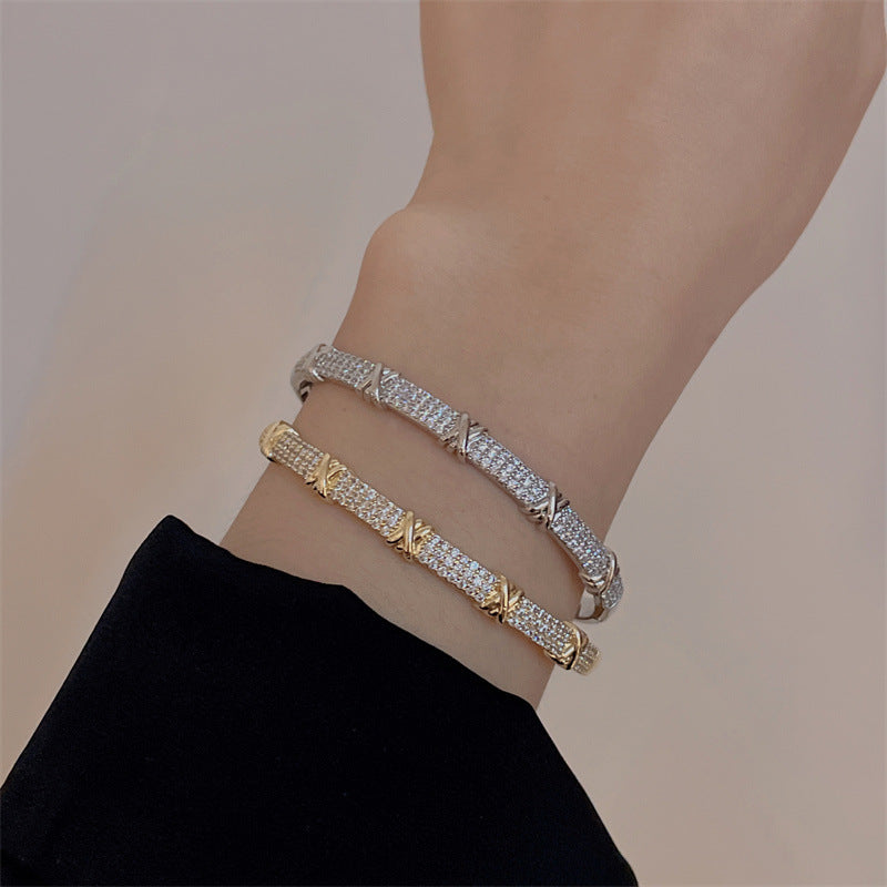 Light Luxury Full Diamond Bamboo Bracelet For Women