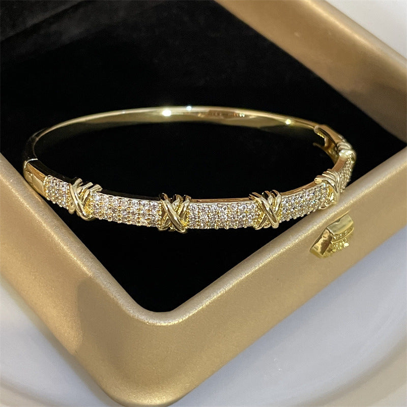 Light Luxury Full Diamond Bamboo Bracelet For Women