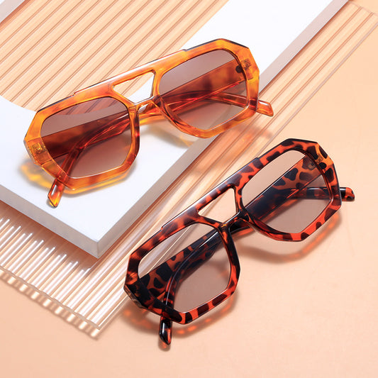 Men And Women Retro Personality Square Double Beam Sunglasses