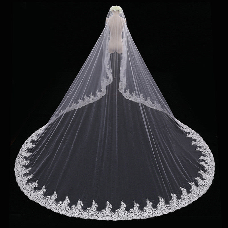 Bride Wedding Long Veil Photo Props Veil Tail Luxury