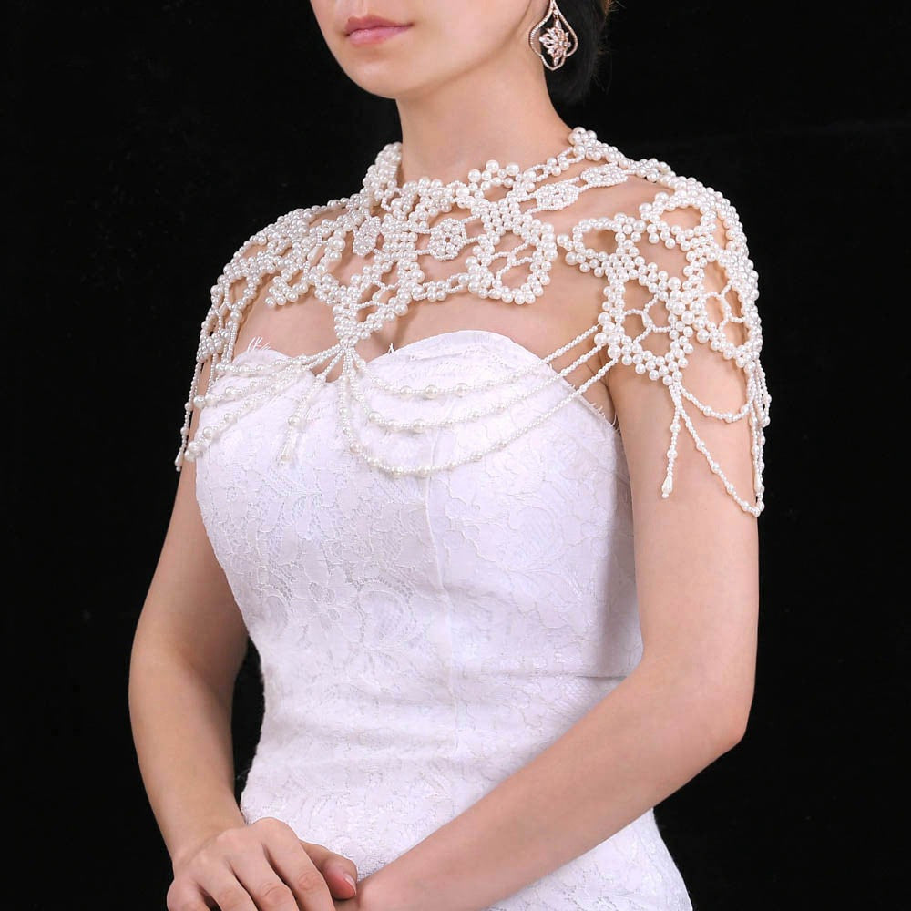 Heavy Handmade Beaded Cheongsam Pearl Shawl Wedding Accessories