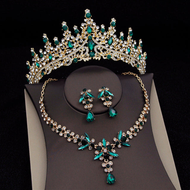 Royal Queen Bridal Jewelry Sets For Women Luxury Tiaras Crow