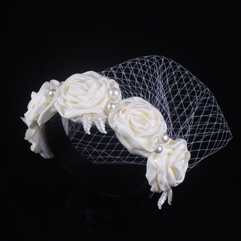 Bridal Large Flower Satin Veil Hair Hoop Headdress Wedding Dress With Accessories