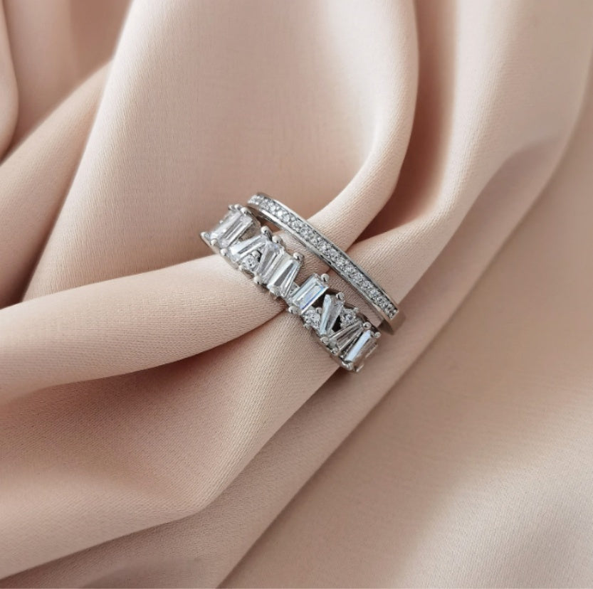 Taran Light Luxury Small Zircon Double Layer Ring Women