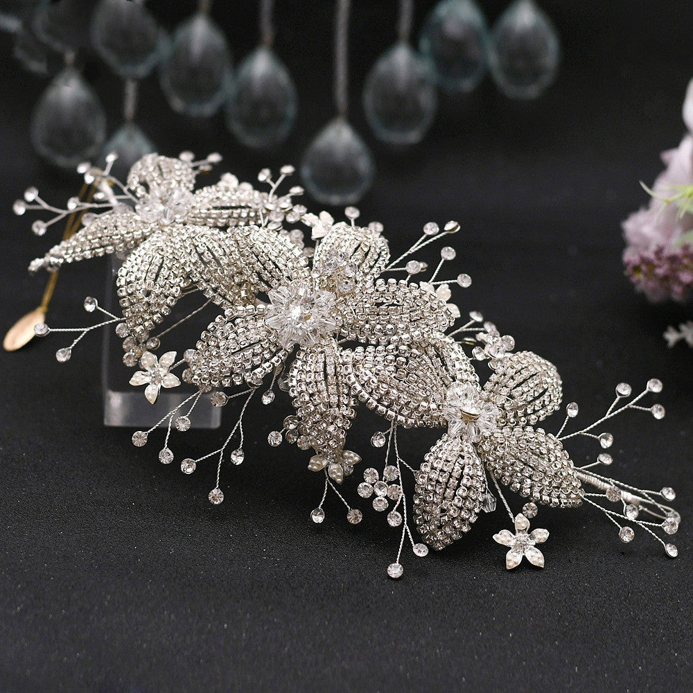 Rhinestone Leaf Handmade Headband Bridal Wedding Headdress