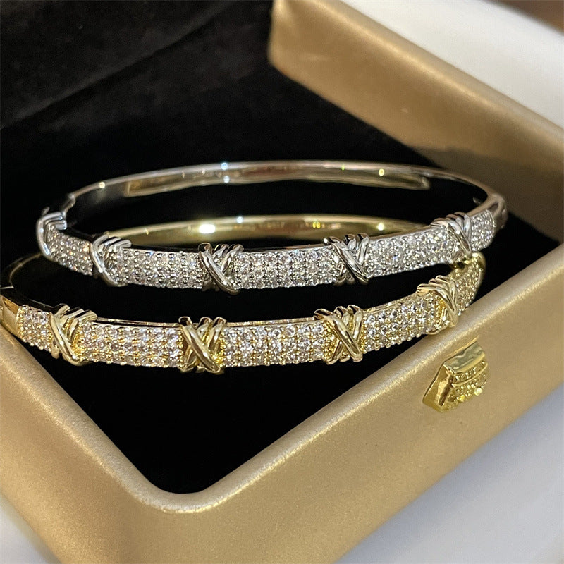 Light Luxury Full Diamond Bamboo Bracelet For Women