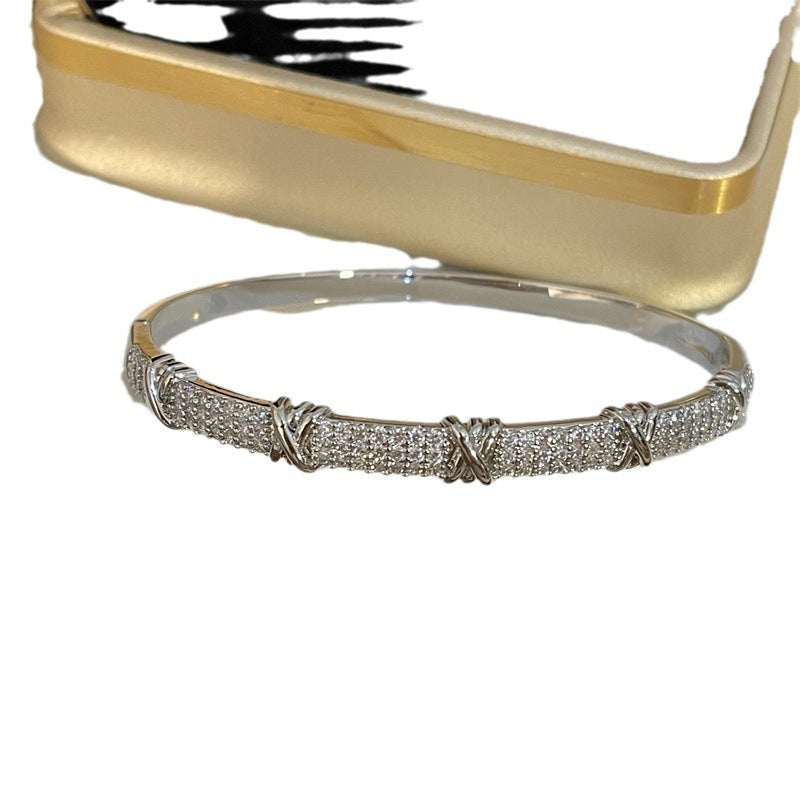 Light Luxury Full Diamond Bamboo Bracelet For Women