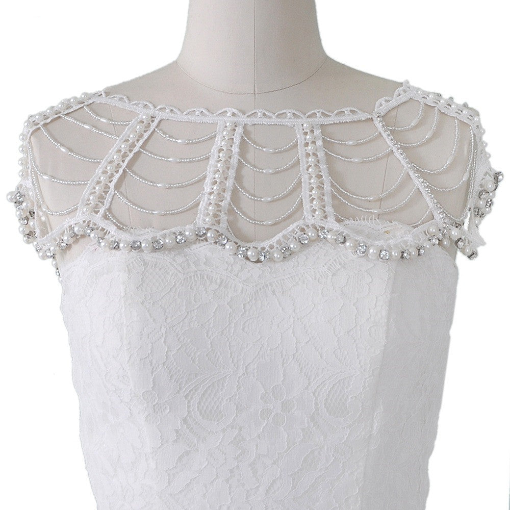 Heavy Handmade Beaded Cheongsam Pearl Shawl Wedding Accessories