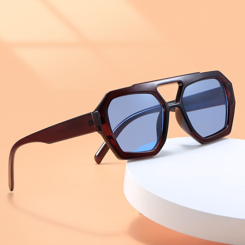 Men And Women Retro Personality Square Double Beam Sunglasses