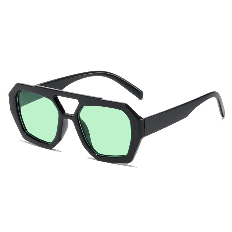 Men And Women Retro Personality Square Double Beam Sunglasses