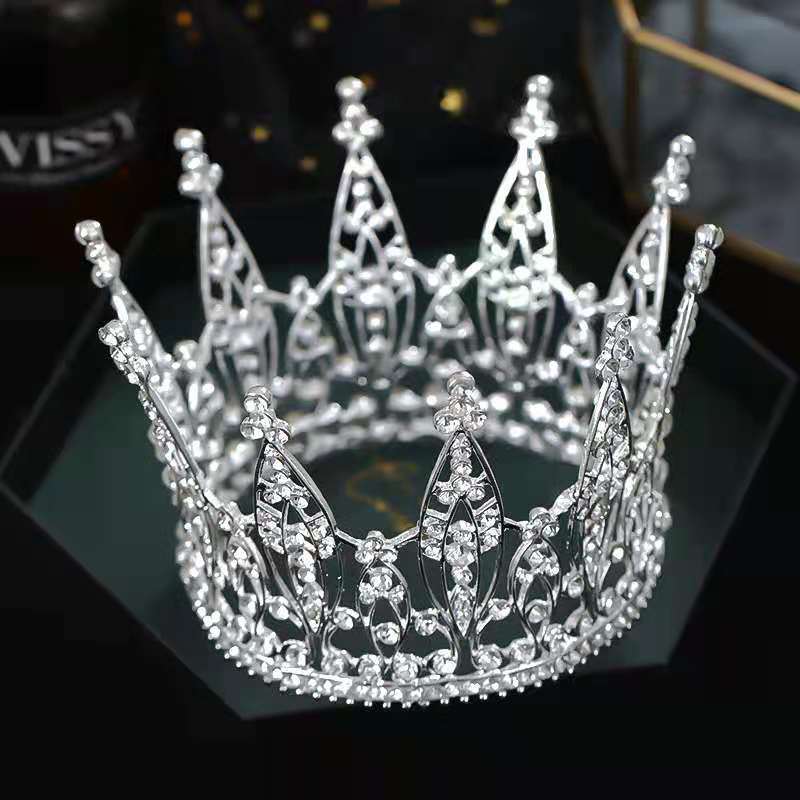 European And American Style Baroque Diamond Retro Round Crown Stage Performance Dress Wedding Accessories Luxury